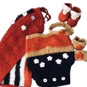 Homemade crochet original Wonder Woman newborn costume.